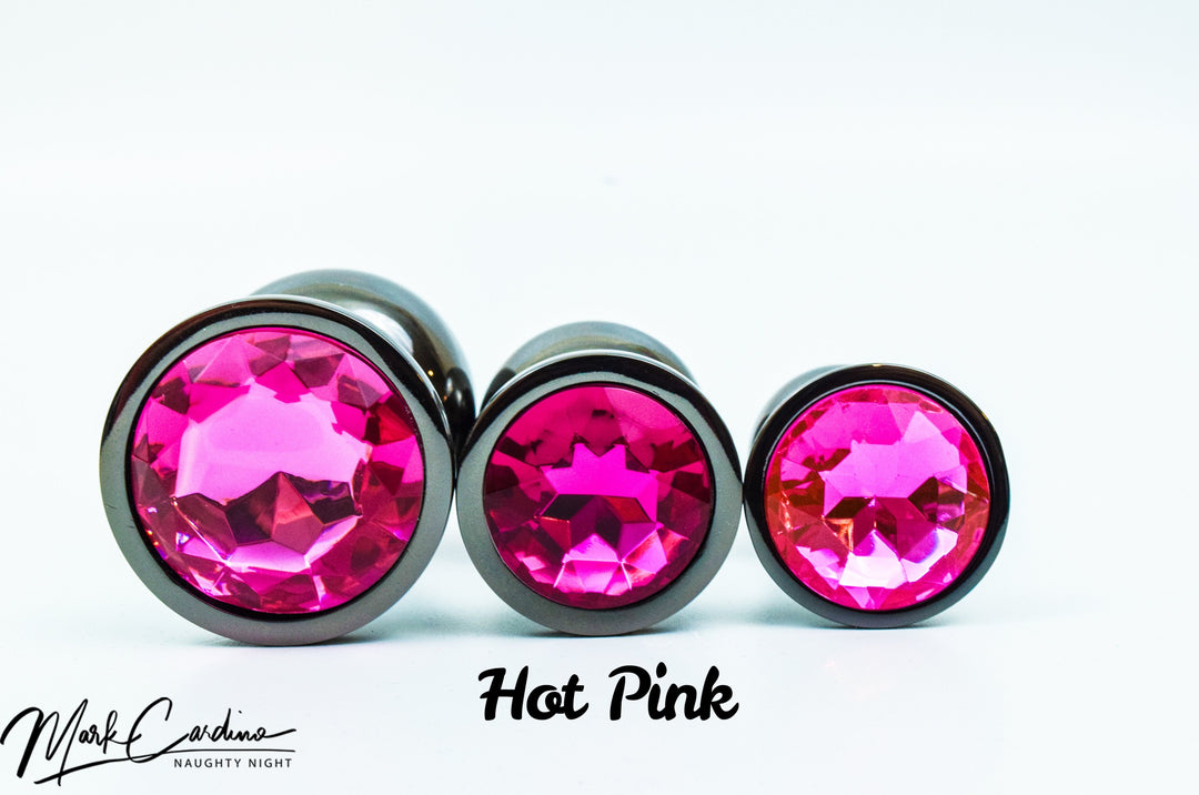 Black Metal Round Jewel Butt Plugs