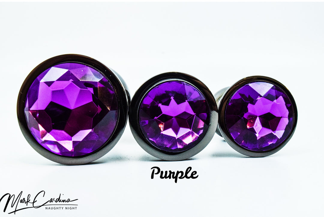 Black Metal Round Jewel Butt Plugs