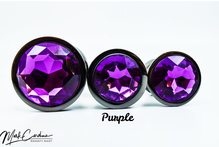 Black Metal Round Jewel Butt Plugs