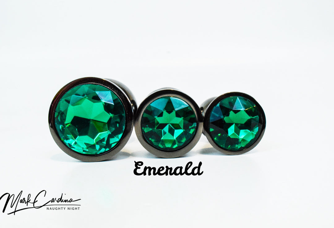 Black Metal Round Jewel Butt Plugs