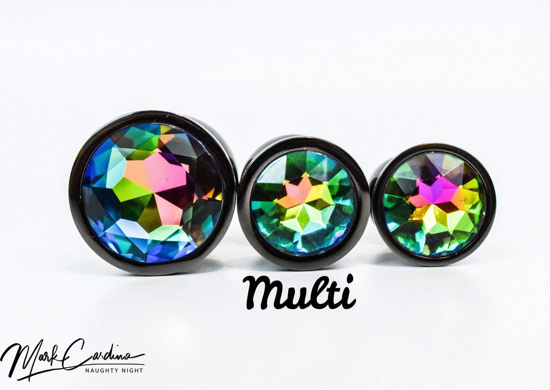 Black Metal Round Jewel Butt Plugs