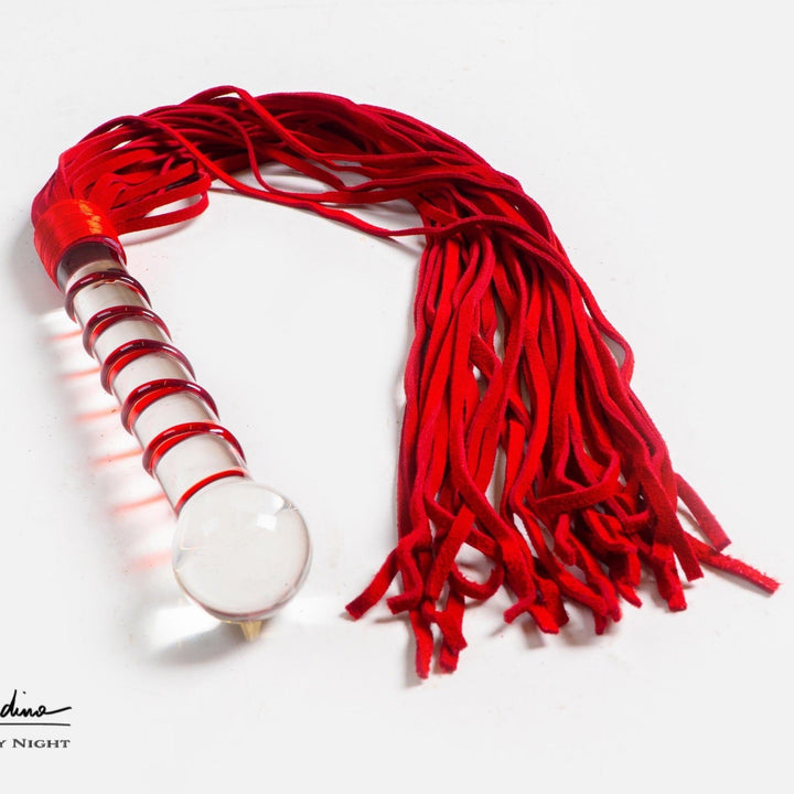 Red Ribbed Dildo & Flogger Combo