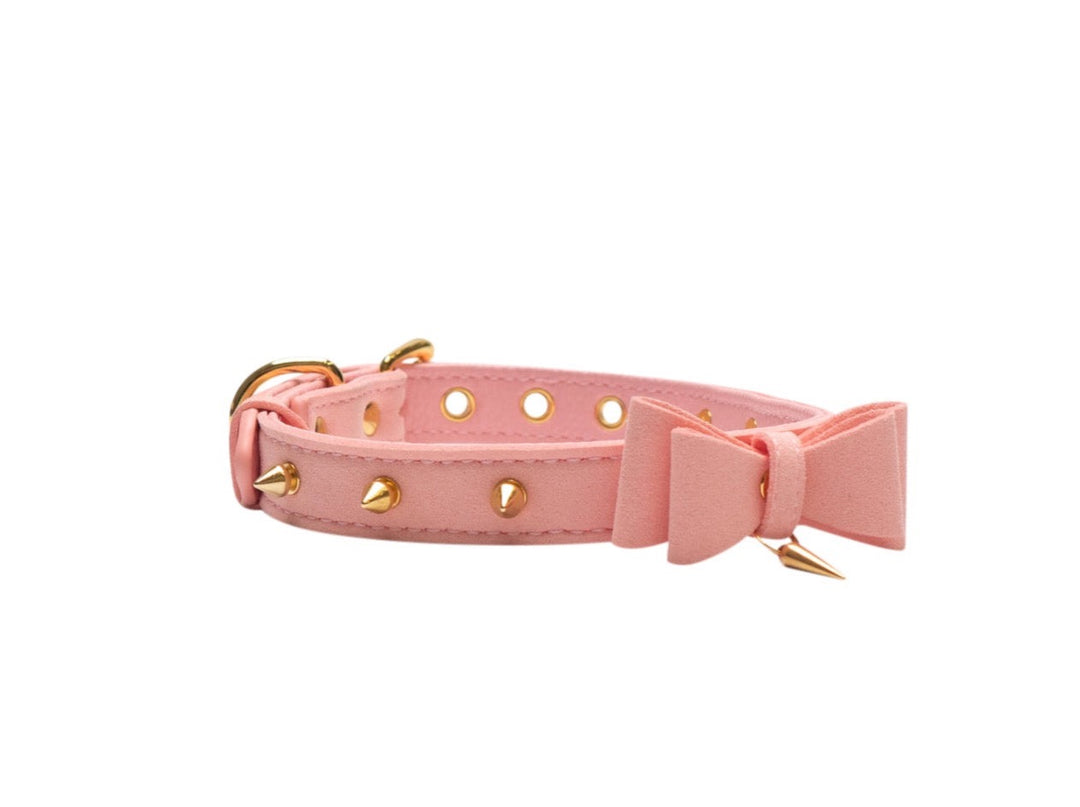 Pink & Gold Spike Choker Collar