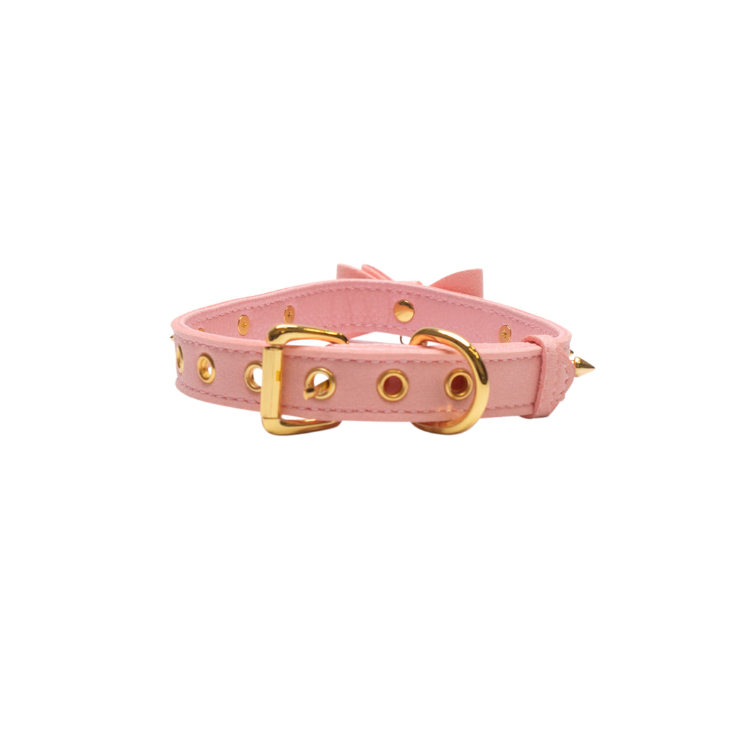Pink & Gold Spike Choker Collar