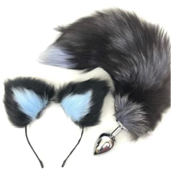 Arctic Blue Fox Tail Plug Set