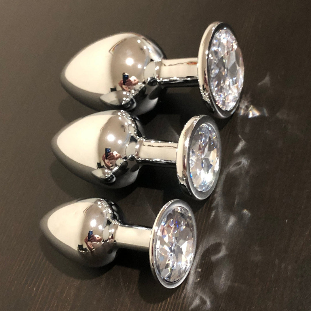 Round Shaped Silver Jewel Butt Plugs