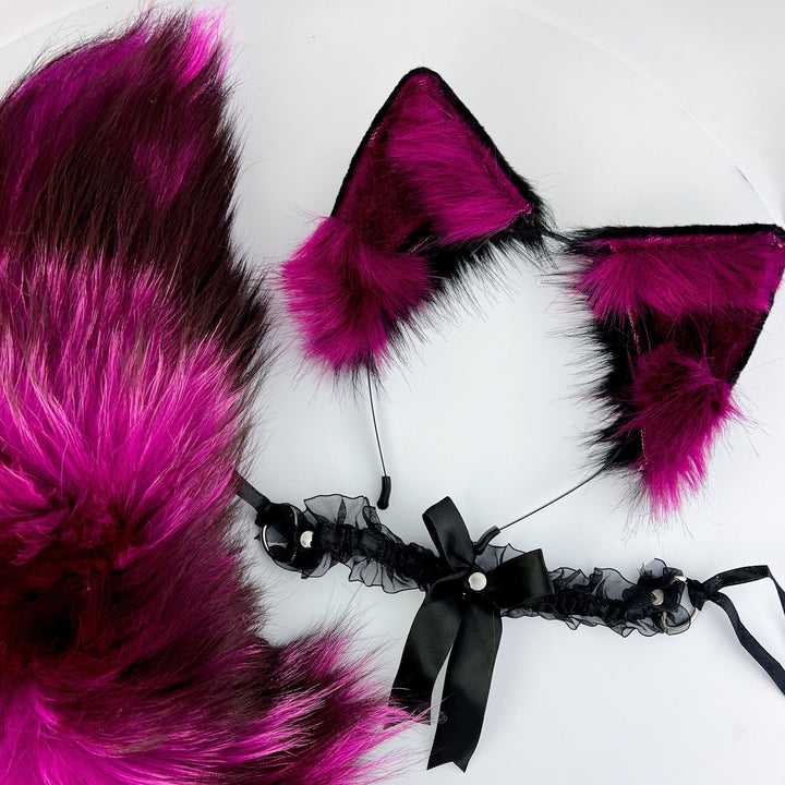 Magenta 17" Real Fur Fox Tail Set