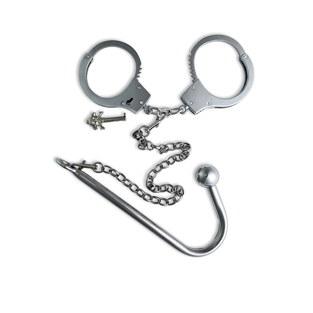 Anal Hook Sex Toy Attached to Handcuffs