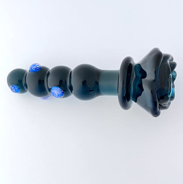Exotic Glass Sex Toy Multi use Butt plug or Dildo, hand crafted easy to grip flower handle Ribbed G-Spot Dildos, Vagina Play Dildo, Prostate