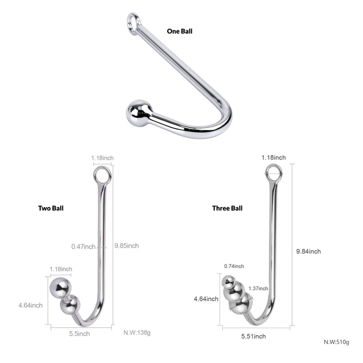 BDSM Metal Anal Hook Butt Plug Set With Handcuffs and Collar Restraints